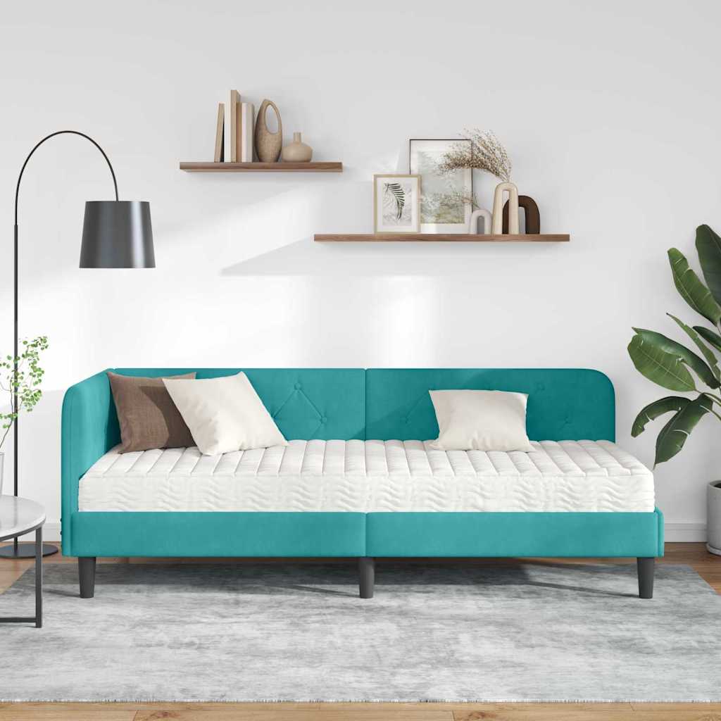 Cadre de lit d'angle Turquoise 80 x 200 cm Velours - XIOS