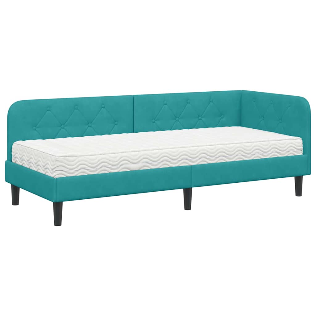 Cadre de lit d'angle Turquoise 80 x 200 cm Velours - XIOS