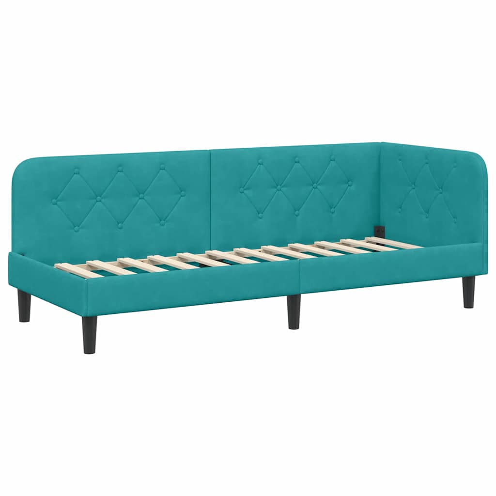 Cadre de lit d'angle Turquoise 80 x 200 cm Velours - XIOS