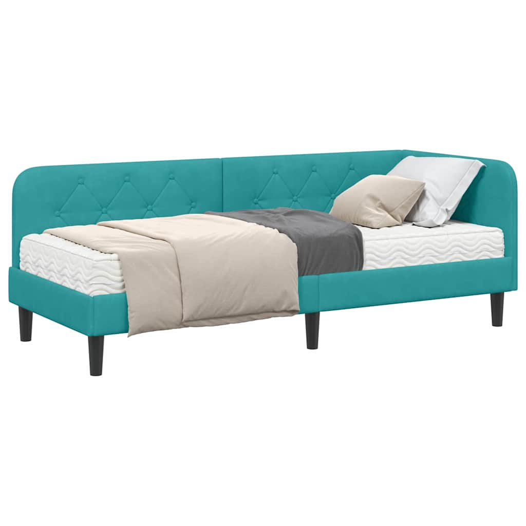 Cadre de lit d'angle Turquoise 80 x 200 cm Velours - XIOS