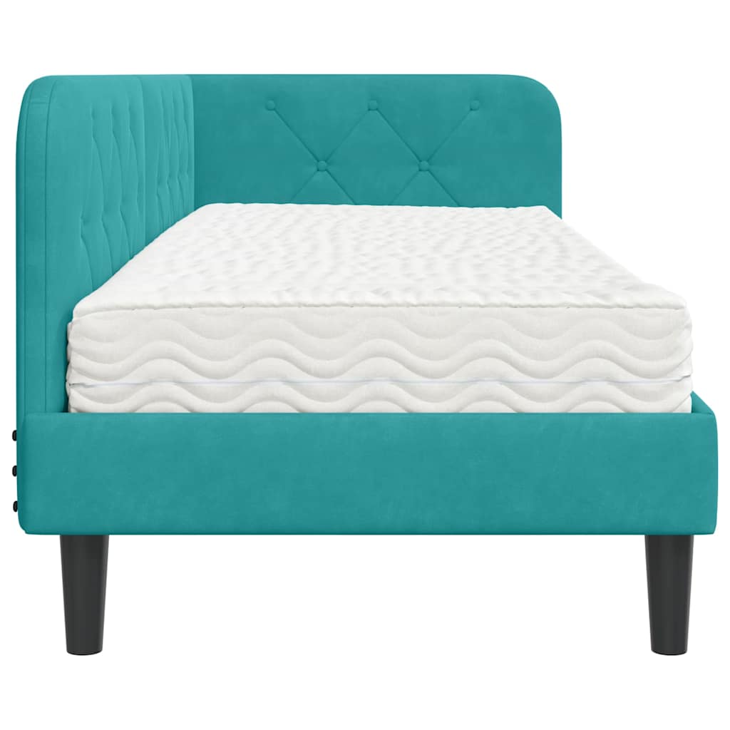 Cadre de lit d'angle Turquoise 80 x 200 cm Velours - XIOS