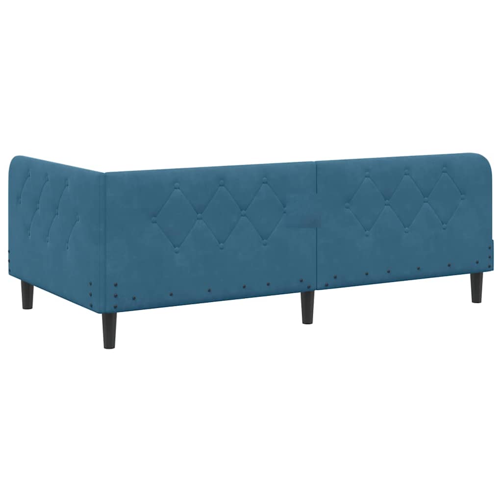 Cadre de lit d'angle Bleu 90 x 190 cm Velours - XIOS