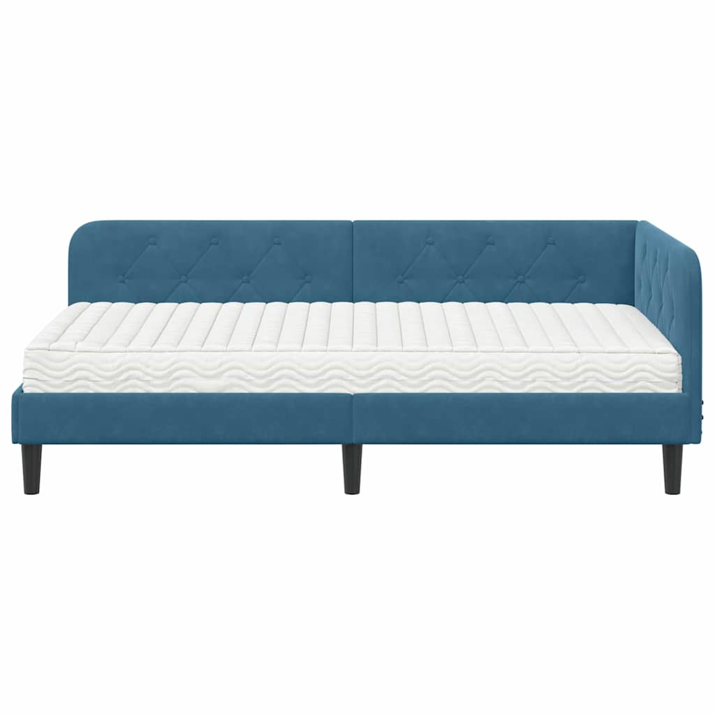 Cadre de lit d'angle Bleu 90 x 190 cm Velours - XIOS