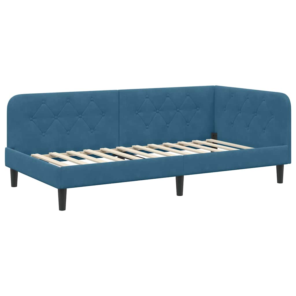 Cadre de lit d'angle Bleu 90 x 190 cm Velours - XIOS