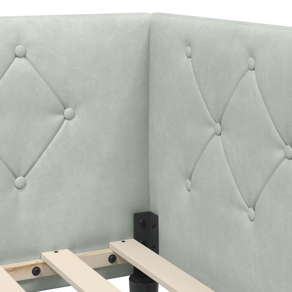Cadre de lit d'angle Gris clair 90 x 190 cm Velours - XIOS