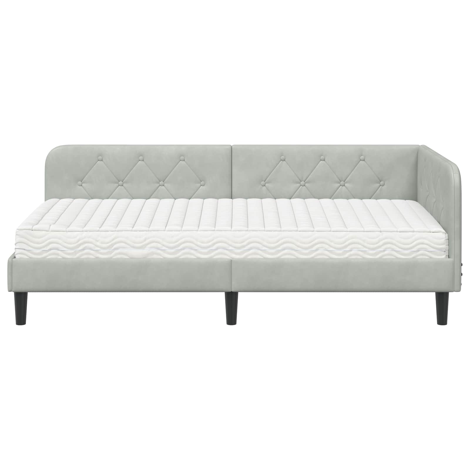 Cadre de lit d'angle Gris clair 90 x 190 cm Velours - XIOS
