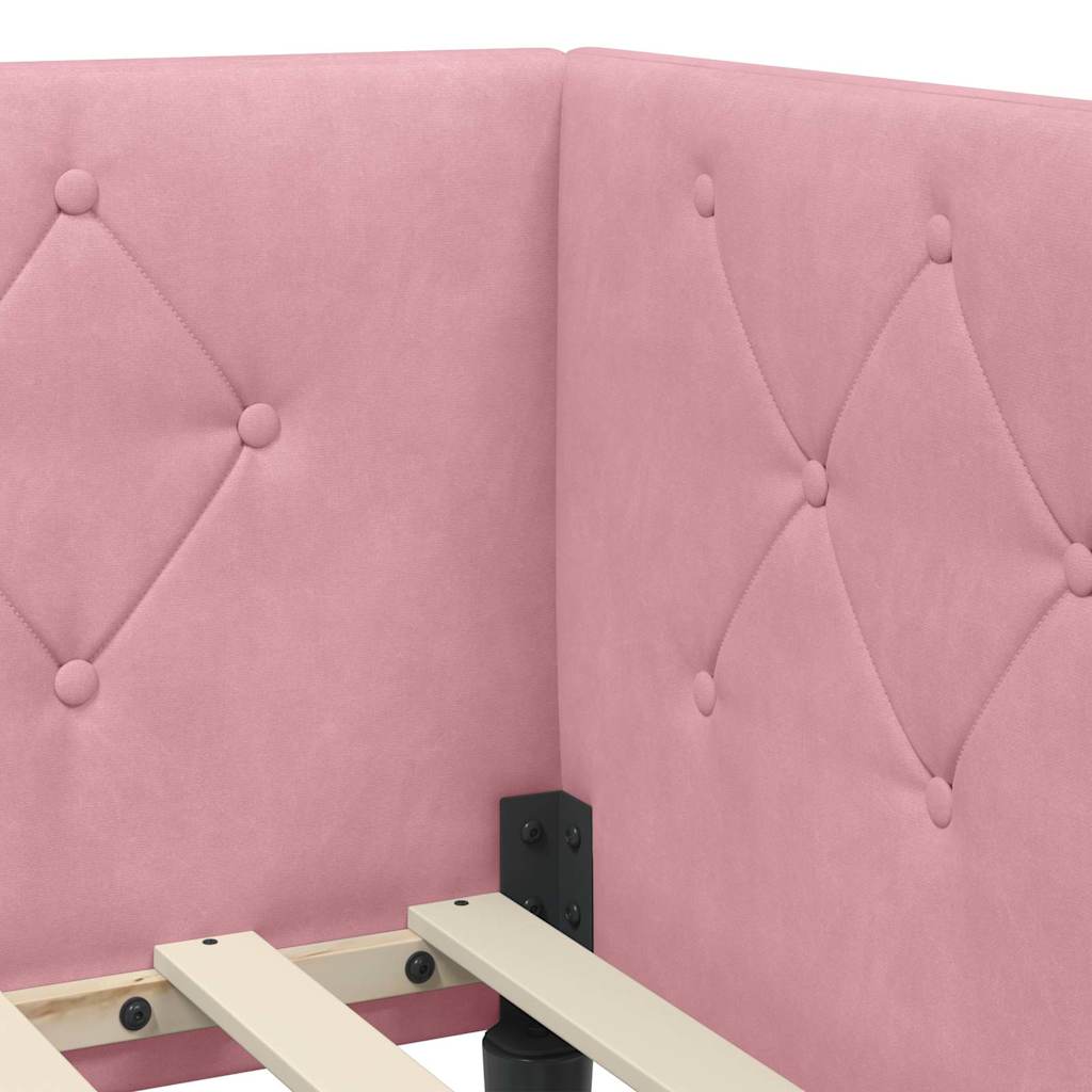 Cadre de lit d'angle Rose 90 x 190 cm Velours - XIOS