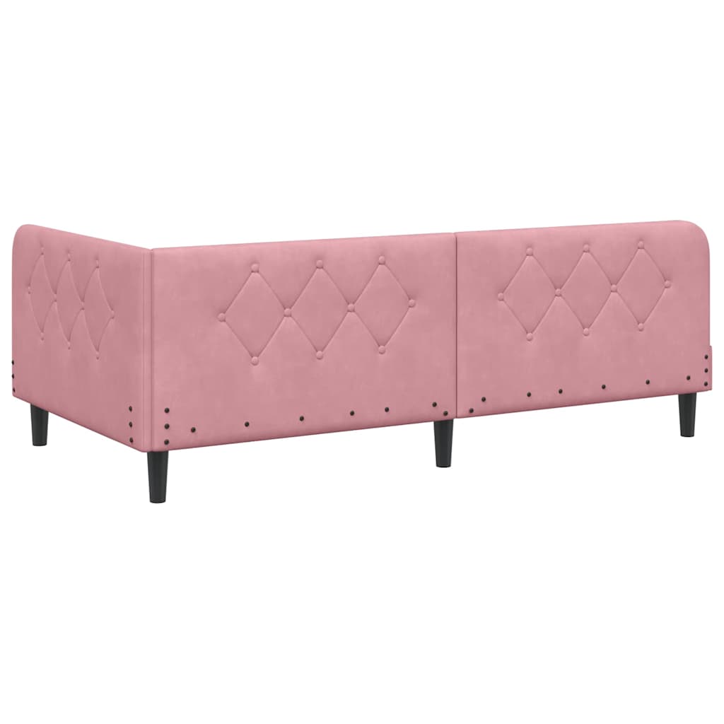 Cadre de lit d'angle Rose 90 x 190 cm Velours - XIOS