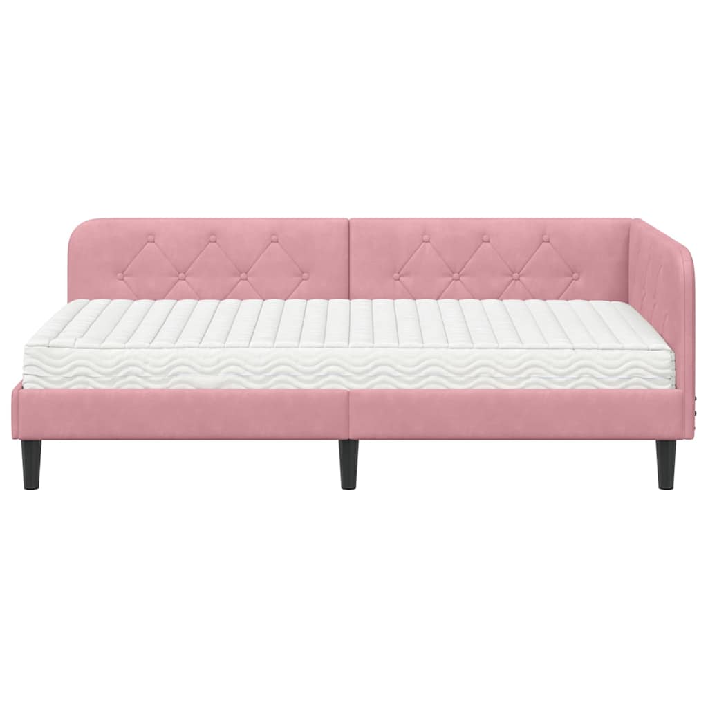 Cadre de lit d'angle Rose 90 x 190 cm Velours - XIOS
