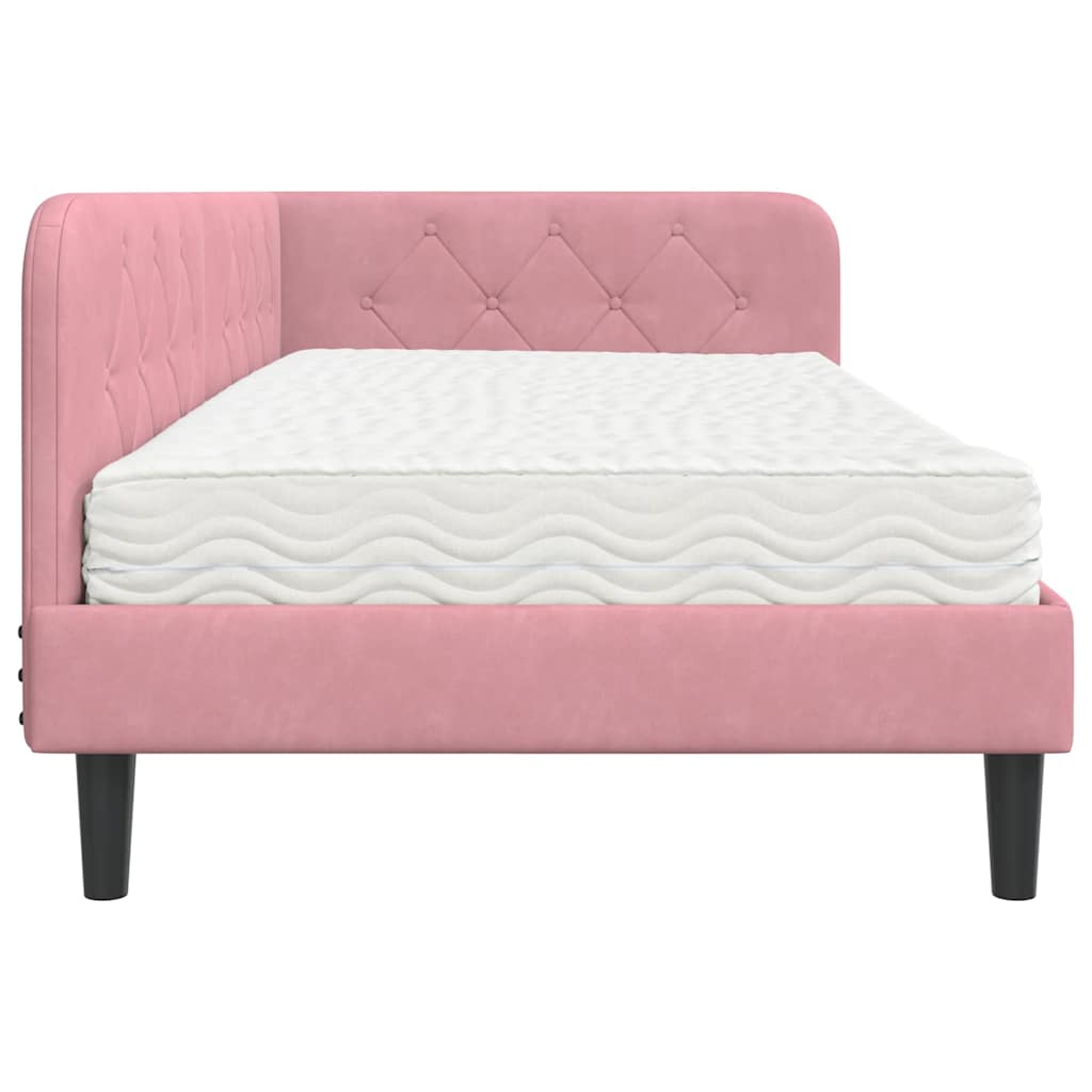 Cadre de lit d'angle Rose 90 x 190 cm Velours - XIOS