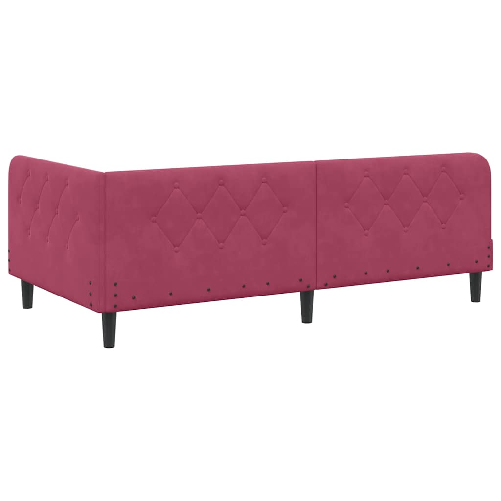 Cadre de lit d'angle Bordeaux 90 x 190 cm Velours - XIOS