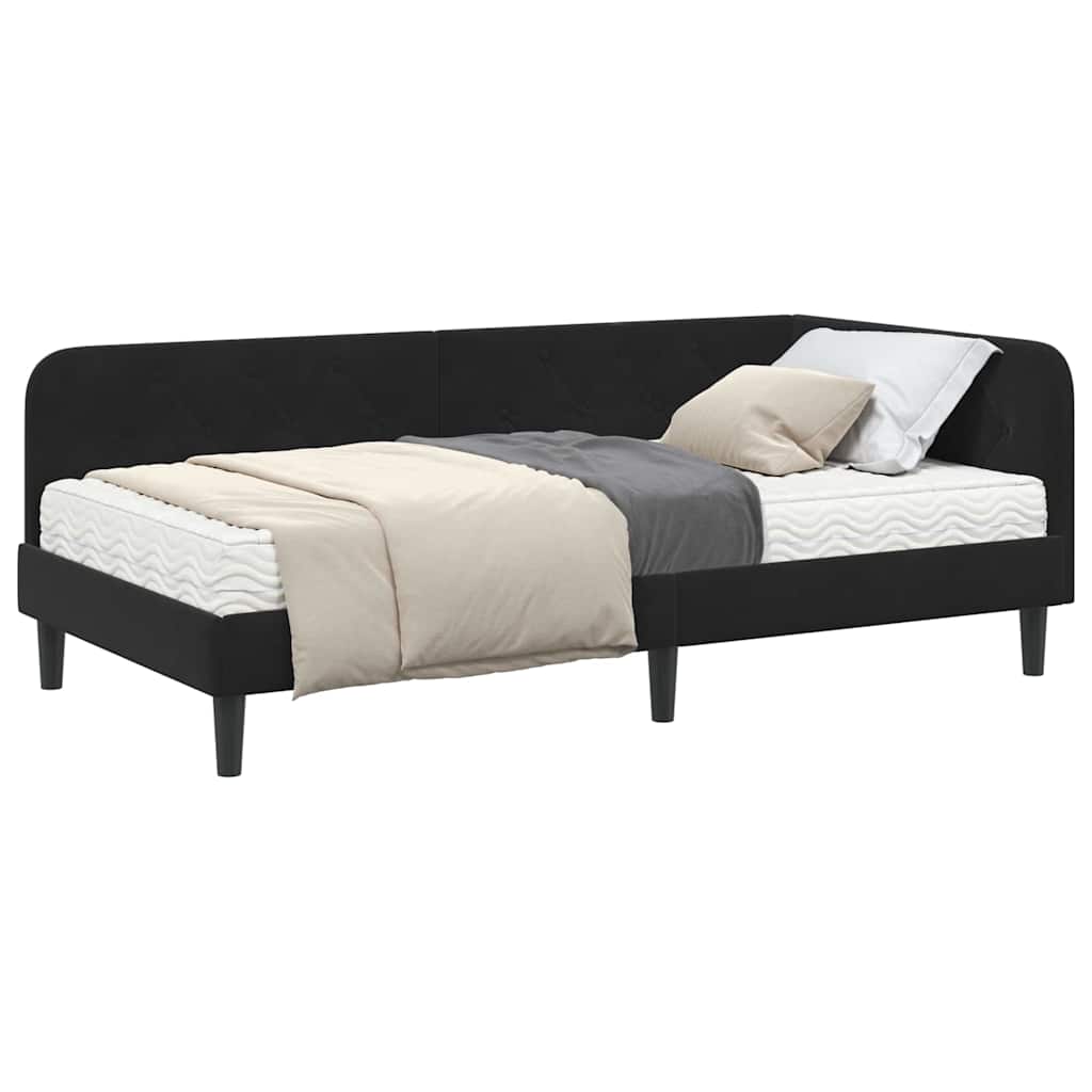 Cadre de lit d'angle Noir 90 x 190 cm Velours - XIOS