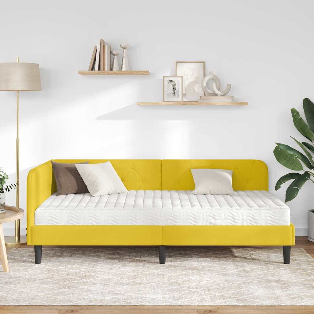 Cadre de lit d'angle Jaune 90 x 190 cm Velours - XIOS