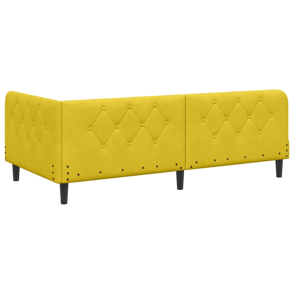 Cadre de lit d'angle Jaune 90 x 190 cm Velours - XIOS