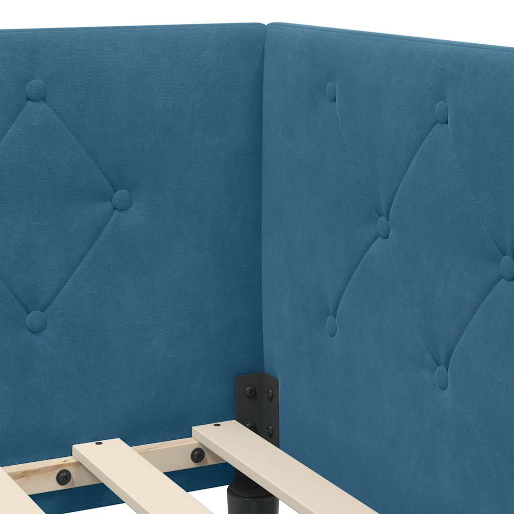 Cadre de lit d'angle Bleu 90 x 200 cm Velours - XIOS