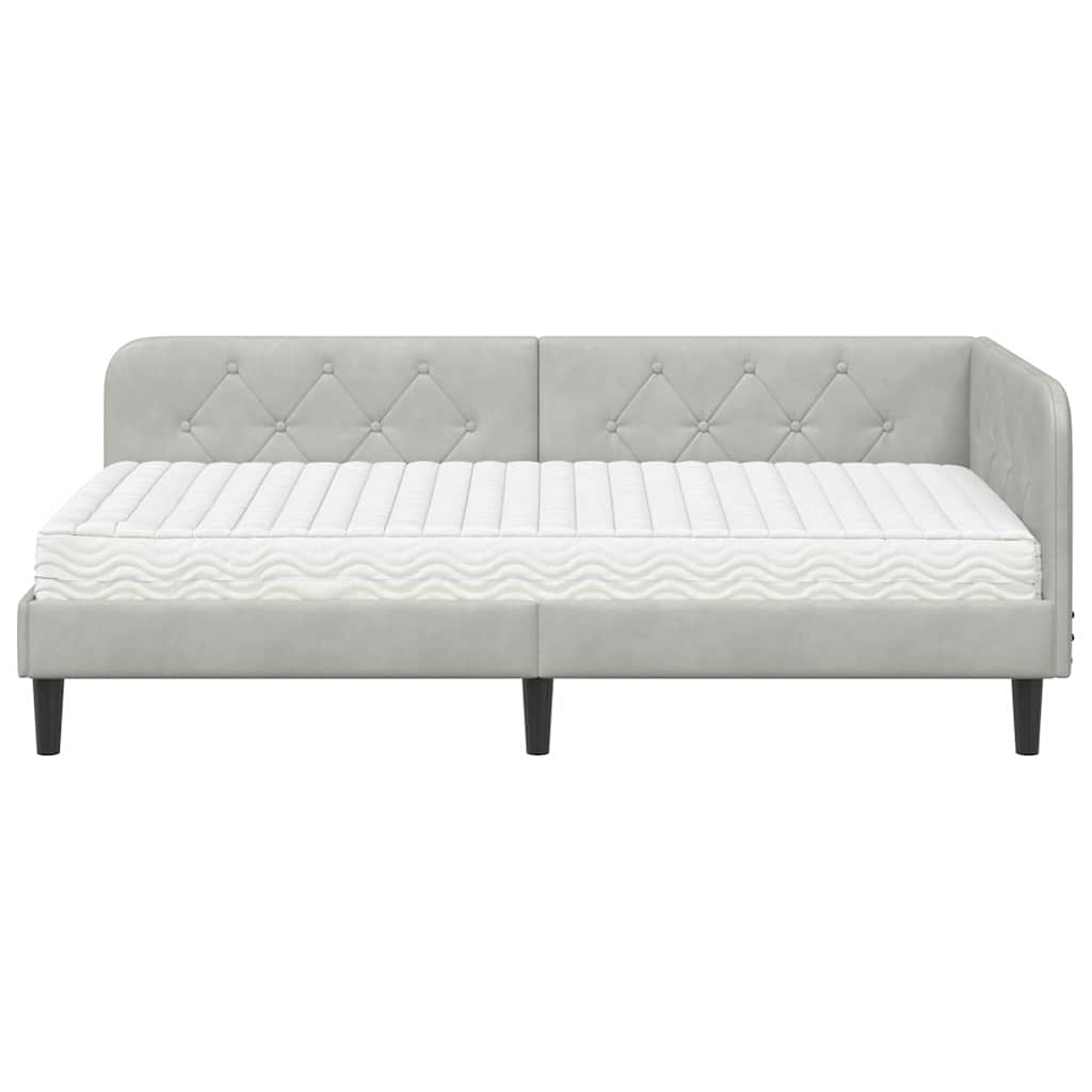Cadre de lit d'angle Gris clair 90 x 200 cm Velours - XIOS