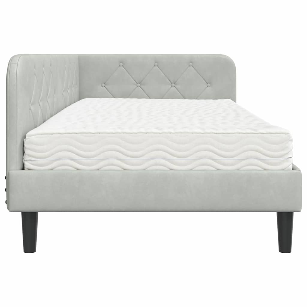 Cadre de lit d'angle Gris clair 90 x 200 cm Velours - XIOS