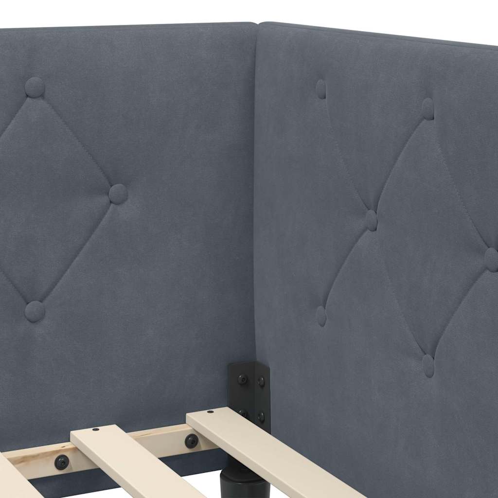 Cadre de lit d'angle Gris foncé 90 x 200 cm Velours - XIOS
