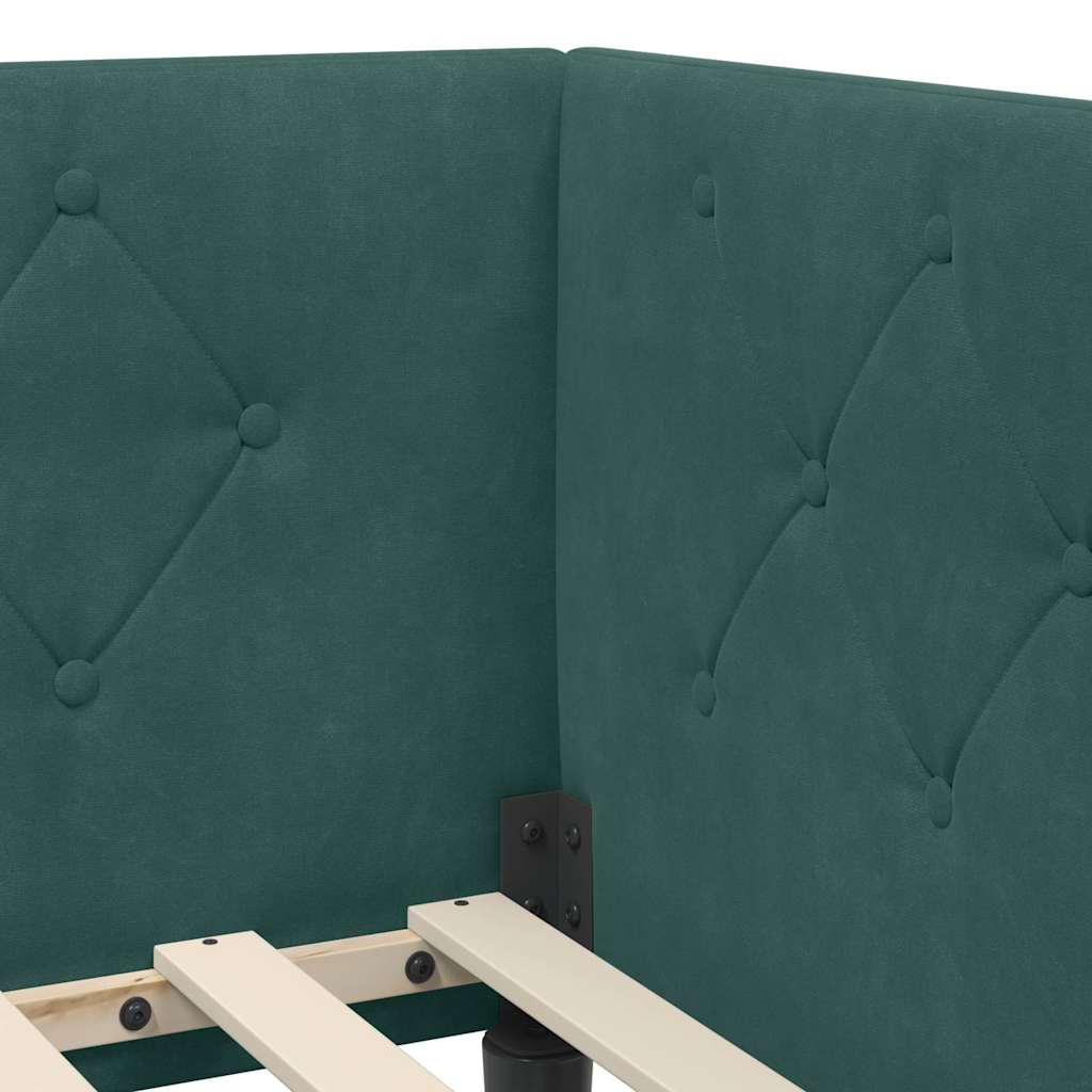 Cadre de lit d'angle Vert foncé 90 x 200 cm Velours - XIOS