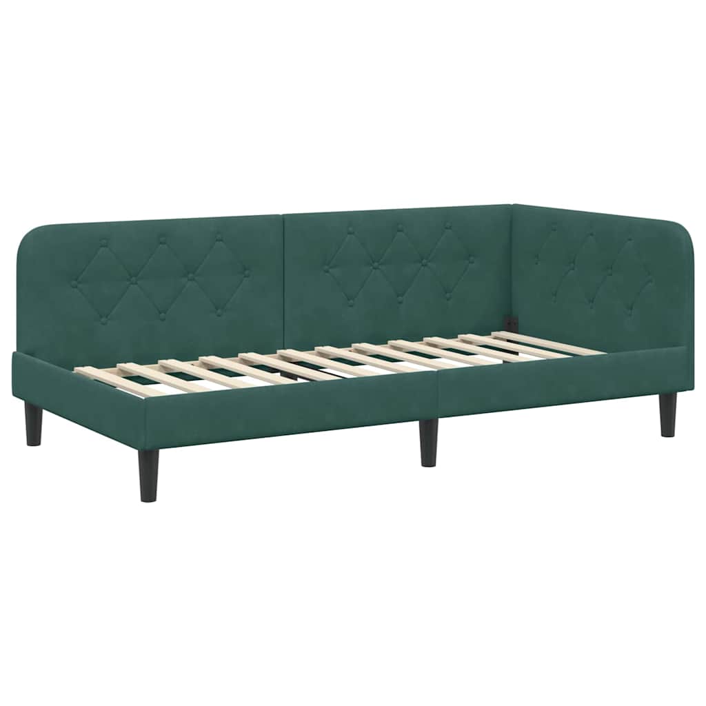 Cadre de lit d'angle Vert foncé 90 x 200 cm Velours - XIOS
