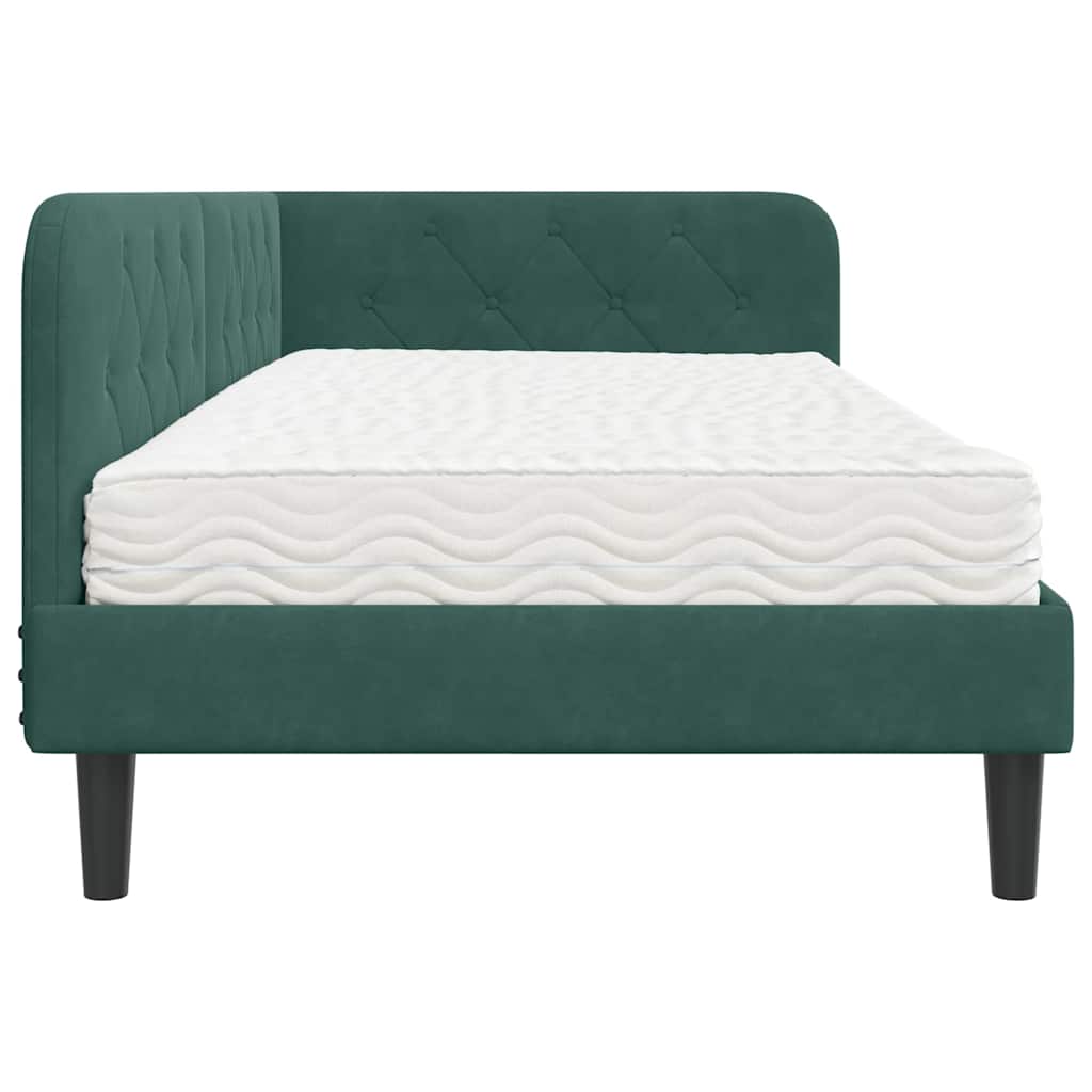 Cadre de lit d'angle Vert foncé 90 x 200 cm Velours - XIOS