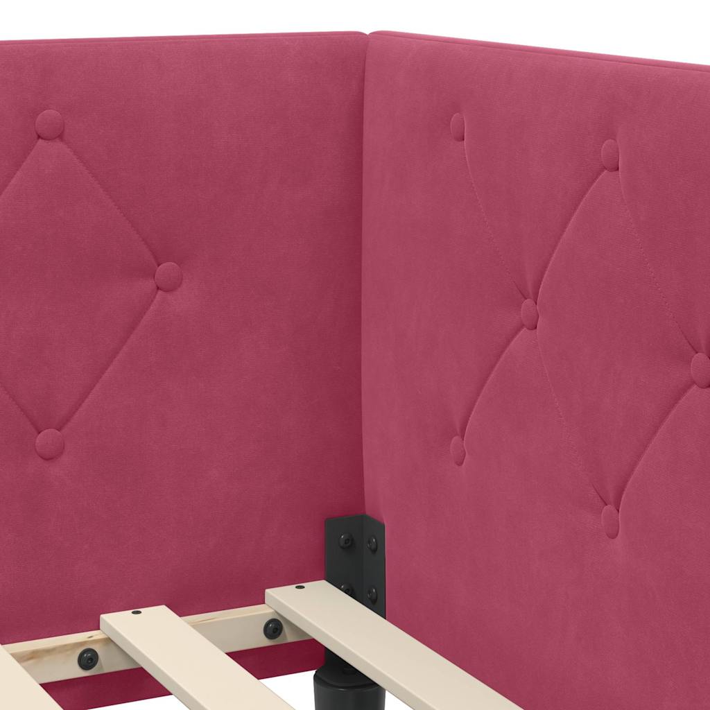 Cadre de lit d'angle Bordeaux 90 x 200 cm Velours - XIOS