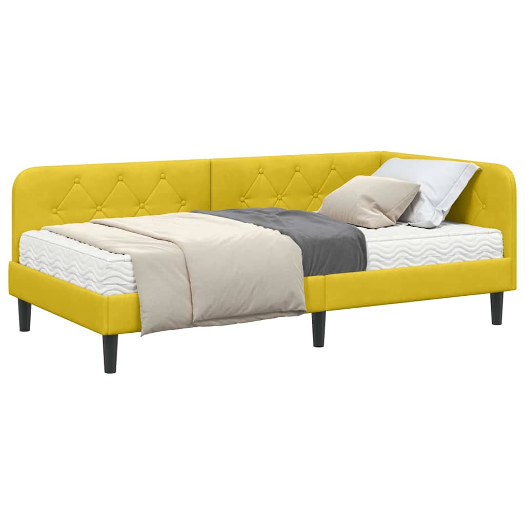 Cadre de lit d'angle Jaune 90 x 200 cm Velours - XIOS