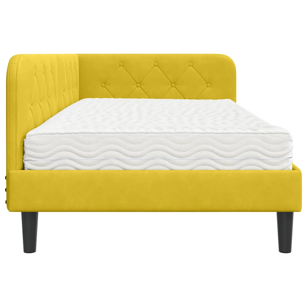 Cadre de lit d'angle Jaune 90 x 200 cm Velours - XIOS