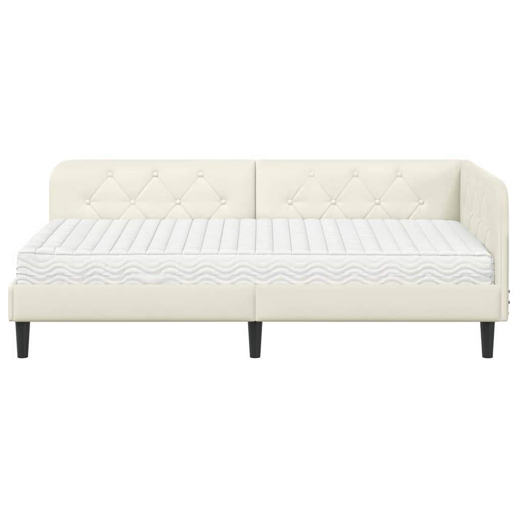 Cadre de lit d'angle Crème 90 x 200 cm Velours - XIOS