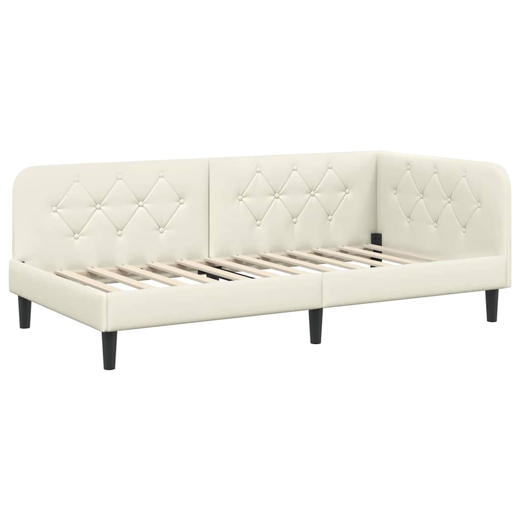 Cadre de lit d'angle Crème 90 x 200 cm Velours - XIOS