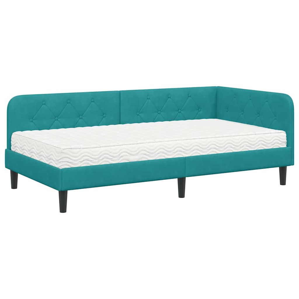 Cadre de lit d'angle Turquoise 90 x 200 cm Velours - XIOS