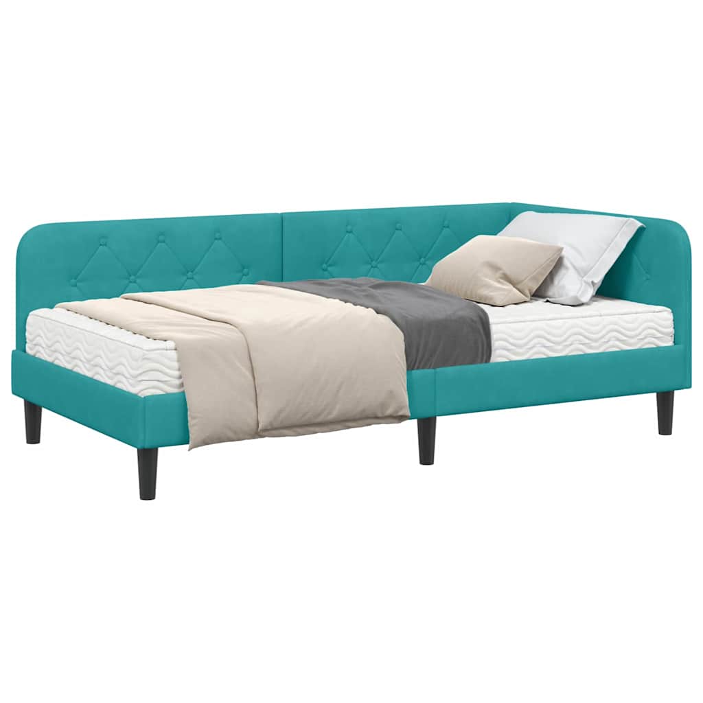Cadre de lit d'angle Turquoise 90 x 200 cm Velours - XIOS