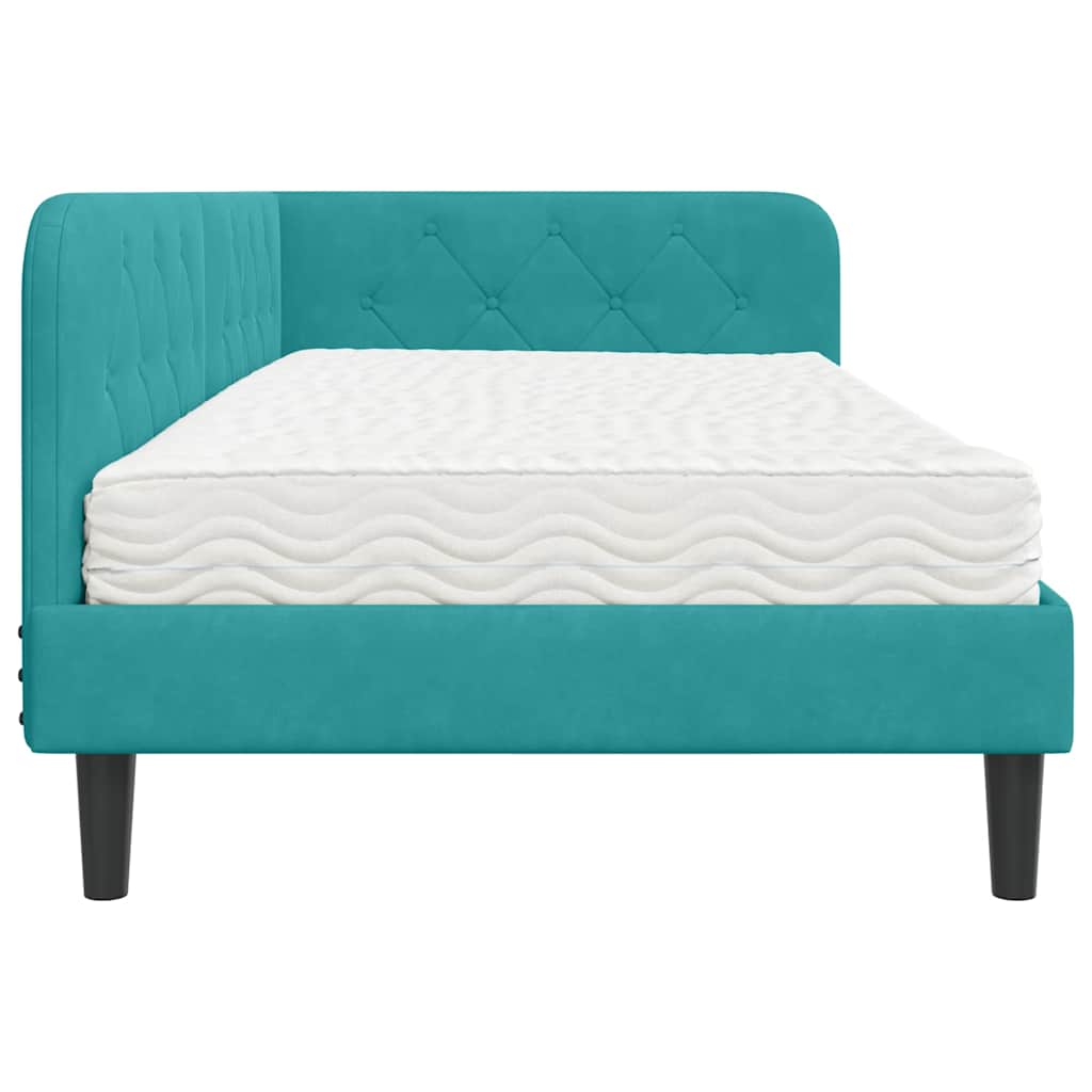 Cadre de lit d'angle Turquoise 90 x 200 cm Velours - XIOS