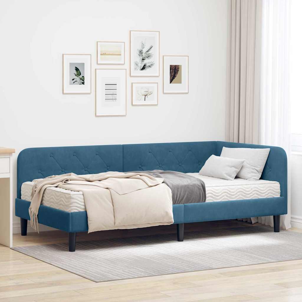 Cadre de lit d'angle Bleu 100 x 200 cm Velours - XIOS