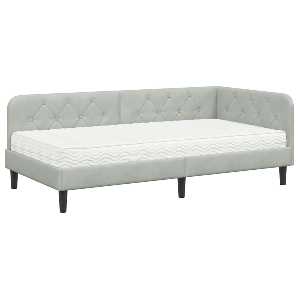 Cadre de lit d'angle Gris clair 100 x 200 cm Velours - XIOS