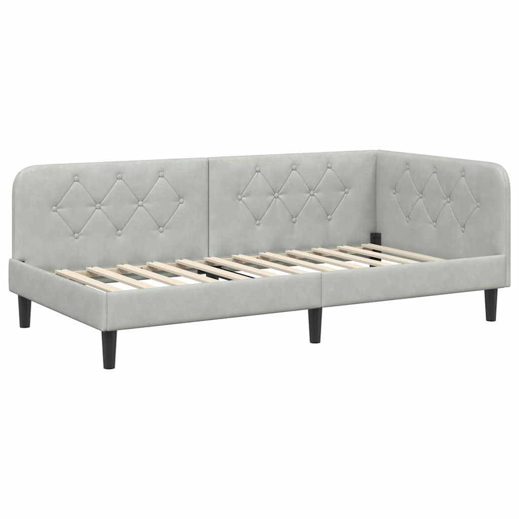 Cadre de lit d'angle Gris clair 100 x 200 cm Velours - XIOS