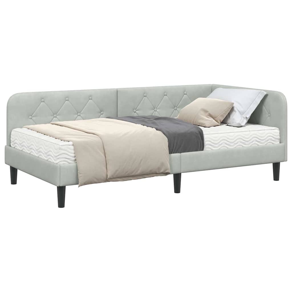 Cadre de lit d'angle Gris clair 100 x 200 cm Velours - XIOS
