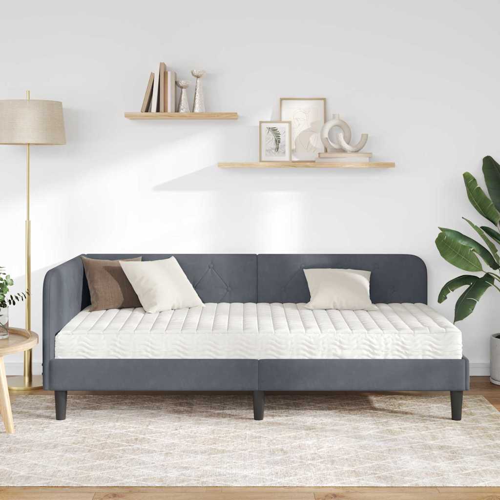 Cadre de lit d'angle Gris foncé 100 x 200 cm Velours - XIOS