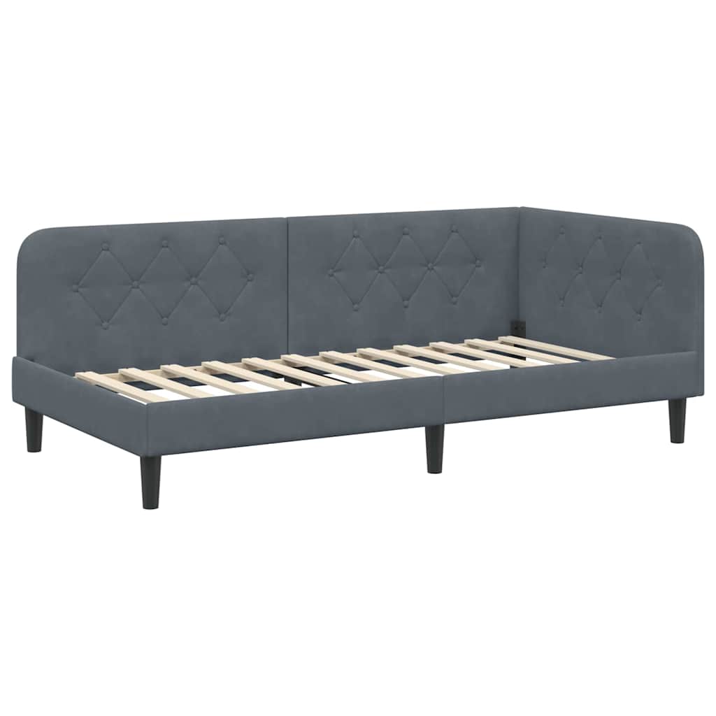 Cadre de lit d'angle Gris foncé 100 x 200 cm Velours - XIOS