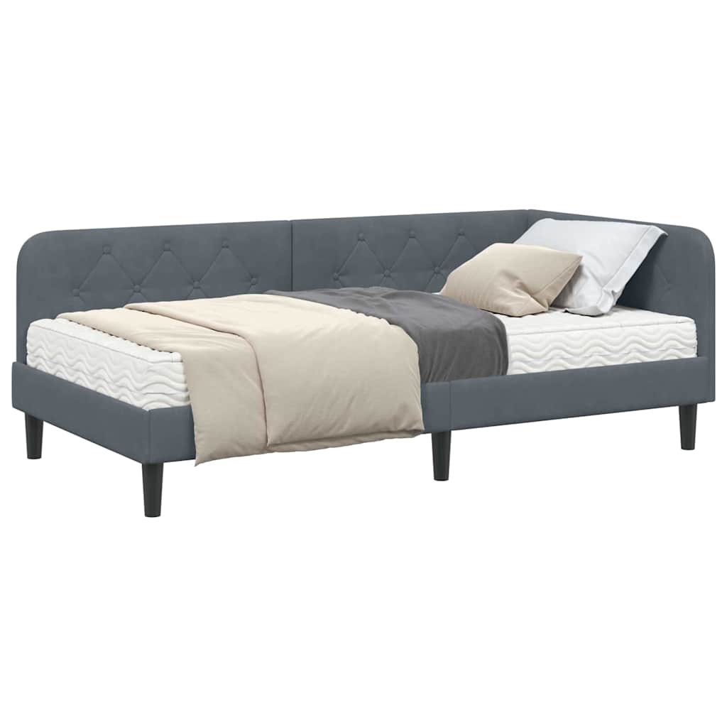 Cadre de lit d'angle Gris foncé 100 x 200 cm Velours - XIOS