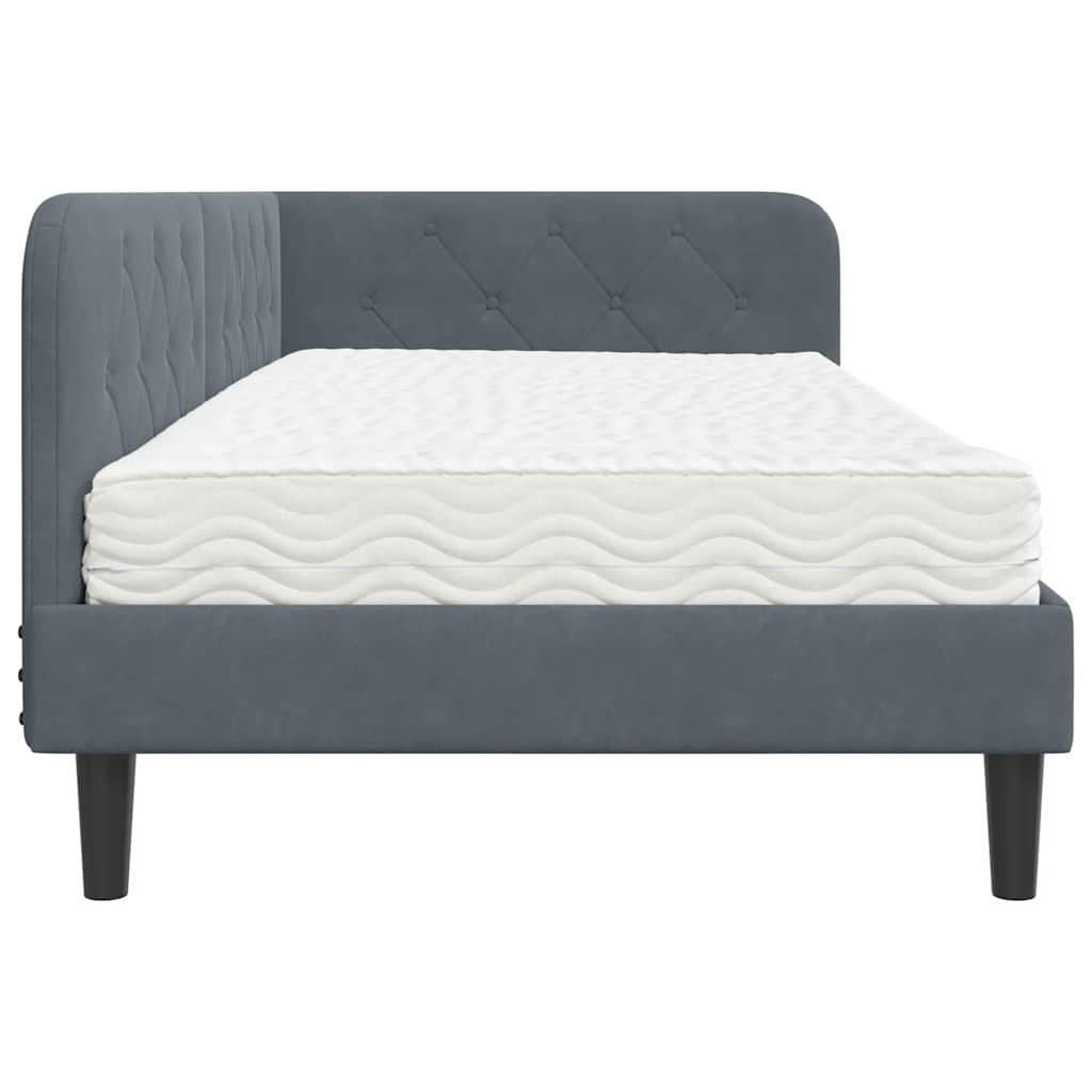 Cadre de lit d'angle Gris foncé 100 x 200 cm Velours - XIOS