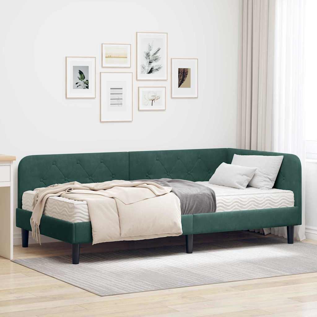Cadre de lit d'angle Vert foncé 100 x 200 cm Velours - XIOS