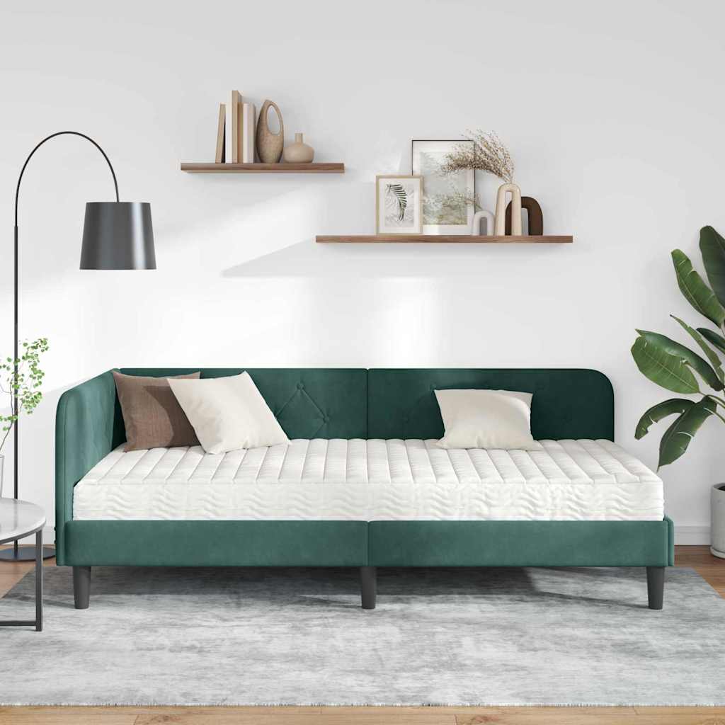 Cadre de lit d'angle Vert foncé 100 x 200 cm Velours - XIOS