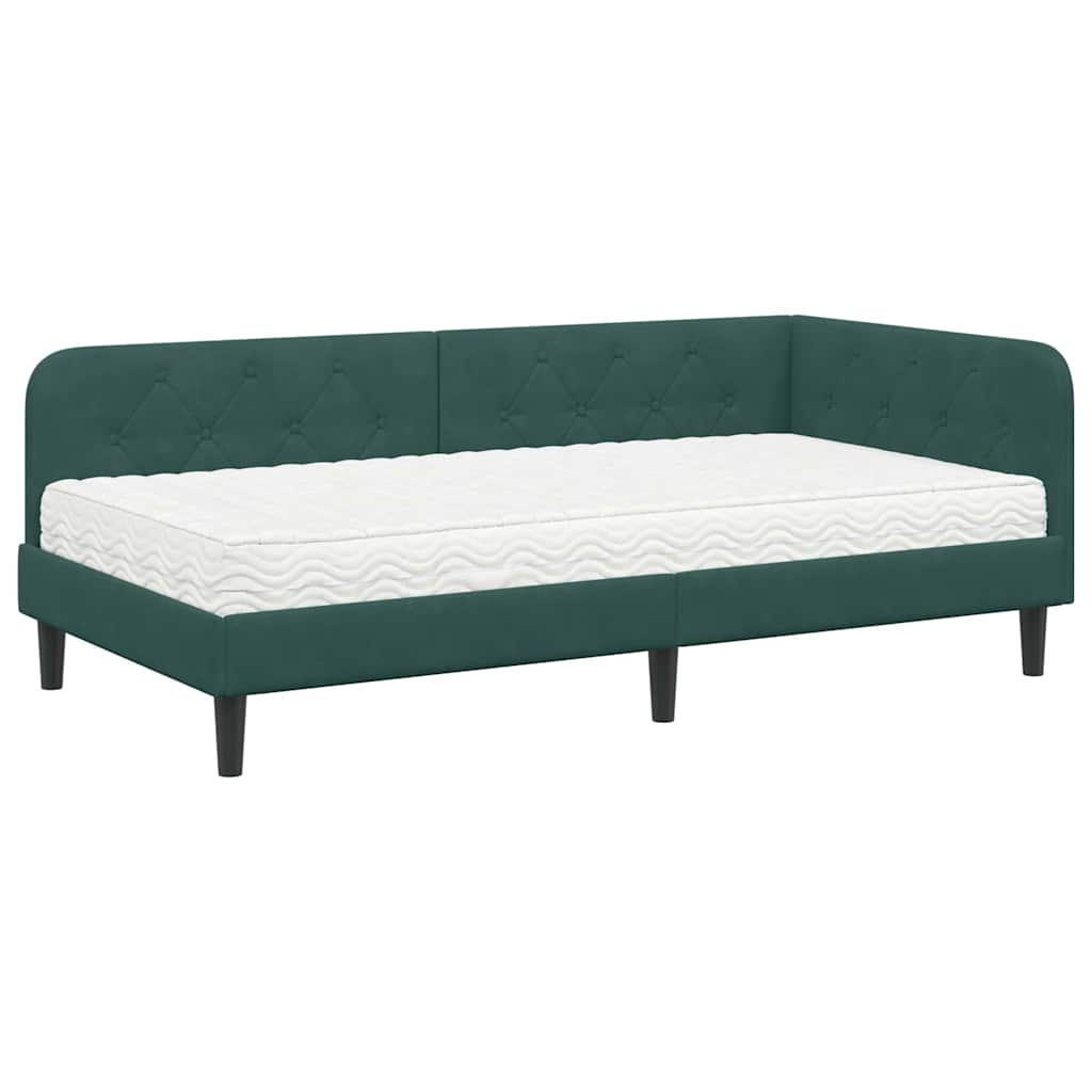 Cadre de lit d'angle Vert foncé 100 x 200 cm Velours - XIOS