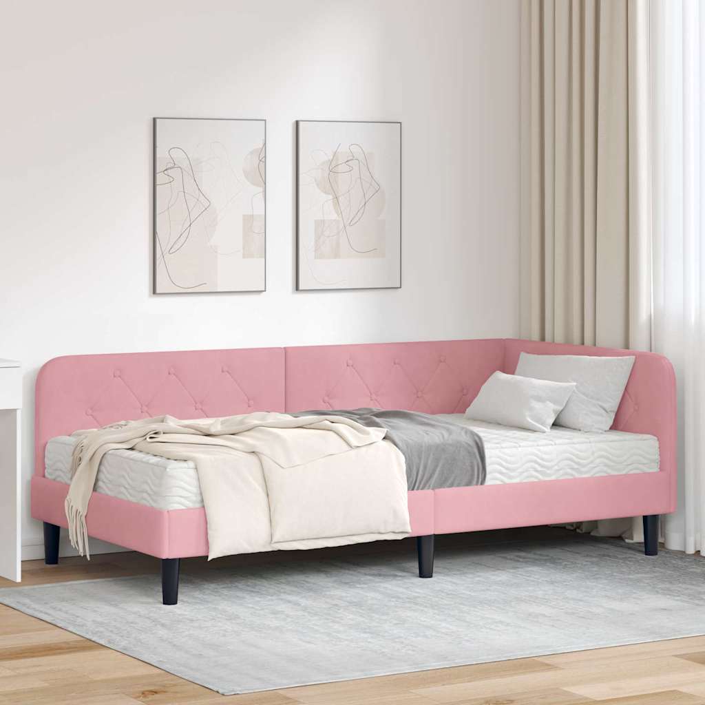 Cadre de lit d'angle Rose 100 x 200 cm Velours - XIOS