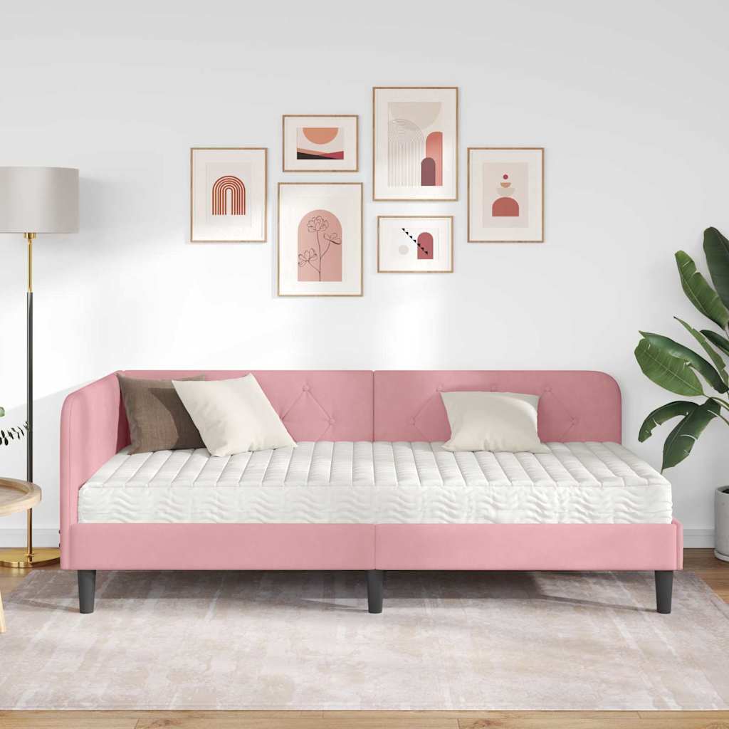 Cadre de lit d'angle Rose 100 x 200 cm Velours - XIOS