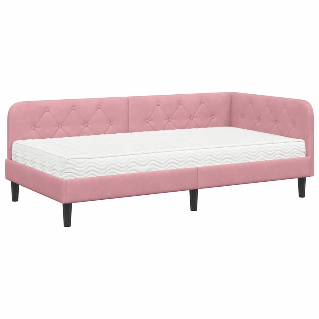 Cadre de lit d'angle Rose 100 x 200 cm Velours - XIOS