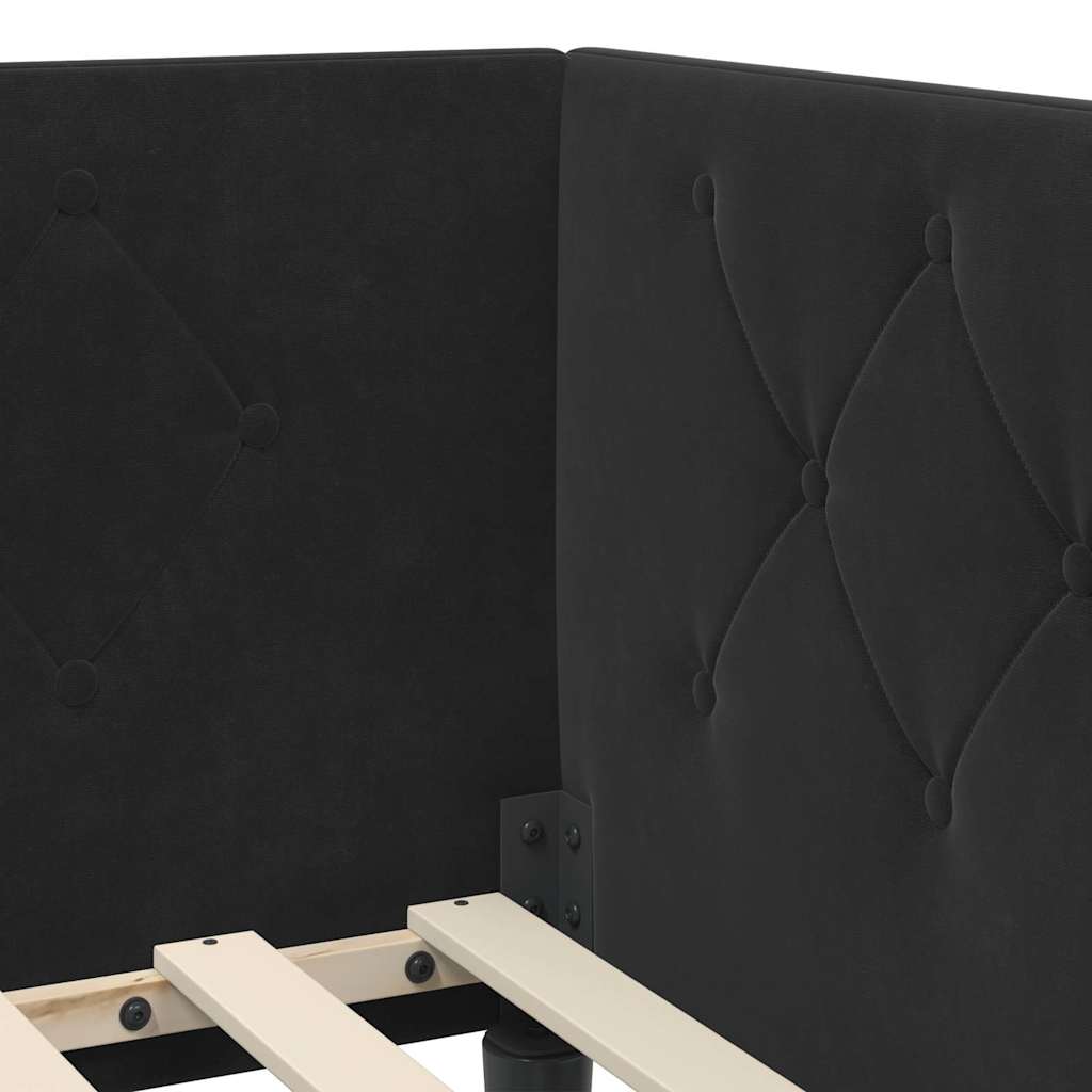 Cadre de lit d'angle Noir 100 x 200 cm Velours - XIOS