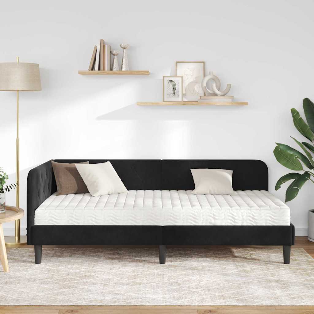Cadre de lit d'angle Noir 100 x 200 cm Velours - XIOS