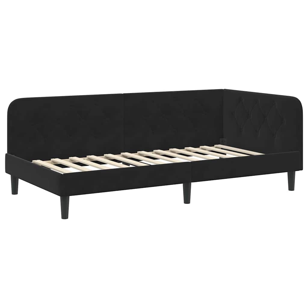 Cadre de lit d'angle Noir 100 x 200 cm Velours - XIOS